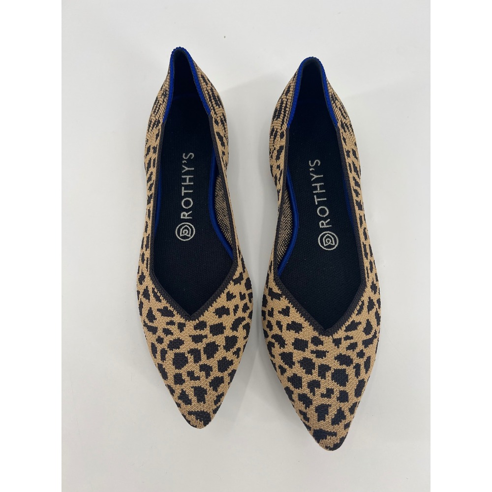 Rothys The Point Flats Cheetah Animal Print Pointed Toe Shoes Womens Size 10 - Picture 2 of 8